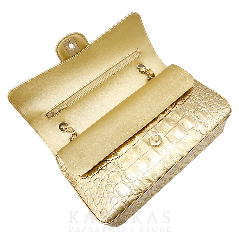 CHANEL(USED)샤넬 골드 크로커다일 클래식 미듐 플랩백