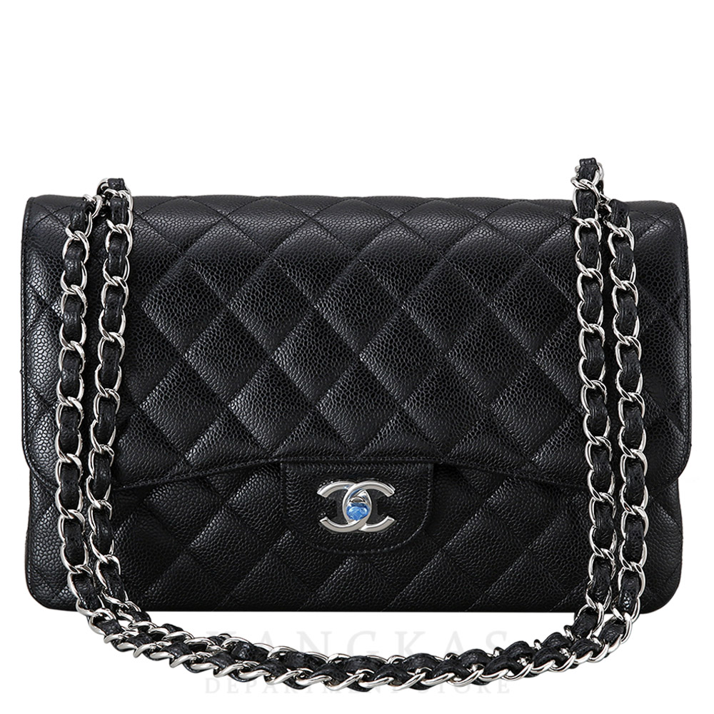 CHANEL(USED)샤넬 클래식 캐비어 점보 블랙 은장