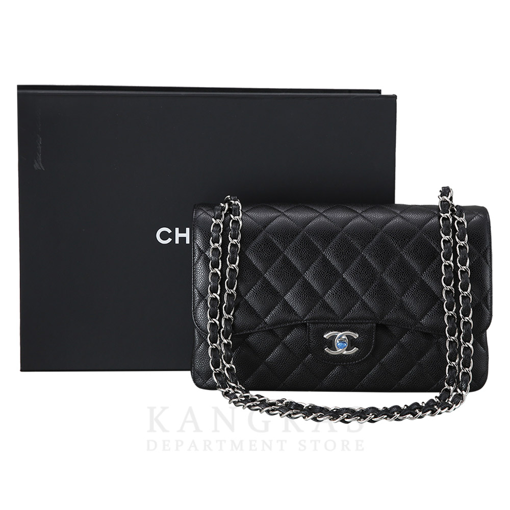 CHANEL(USED)샤넬 클래식 캐비어 점보 블랙 은장
