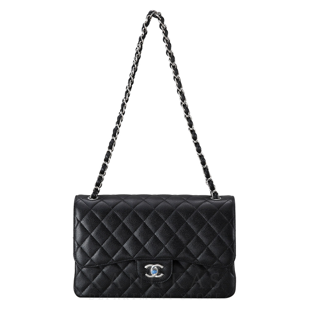 CHANEL(USED)샤넬 클래식 캐비어 점보 블랙 은장