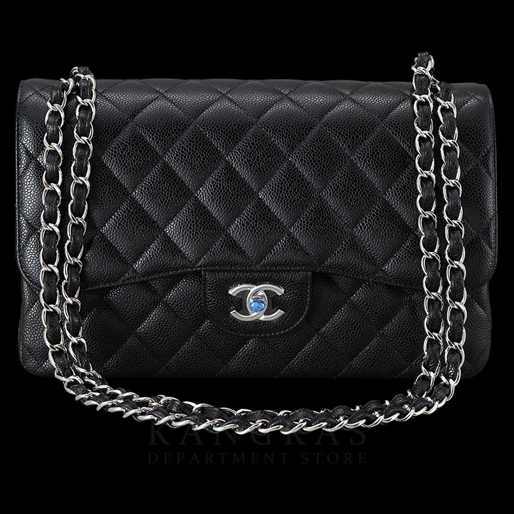 CHANEL(USED)샤넬 클래식 캐비어 점보 블랙 은장