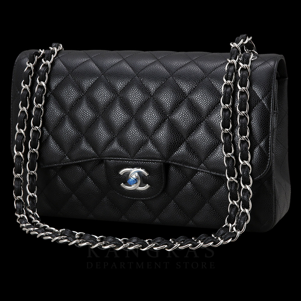 CHANEL(USED)샤넬 클래식 캐비어 점보 블랙 은장