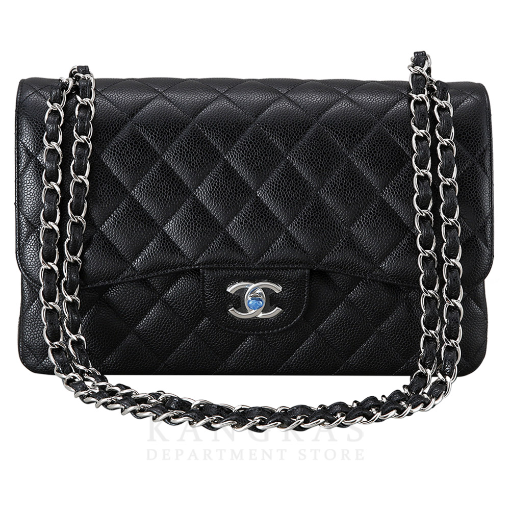 CHANEL(USED)샤넬 클래식 캐비어 점보 블랙 은장