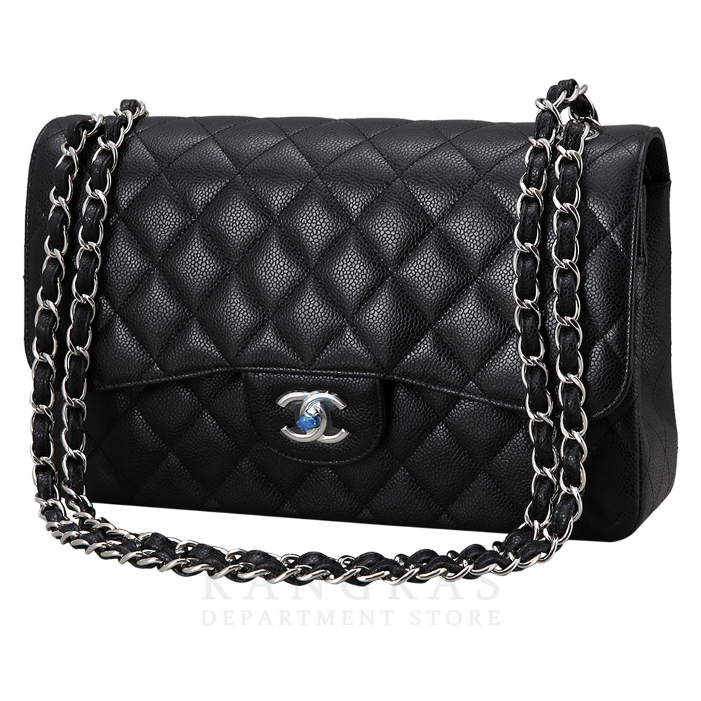 CHANEL(USED)샤넬 클래식 캐비어 점보 블랙 은장