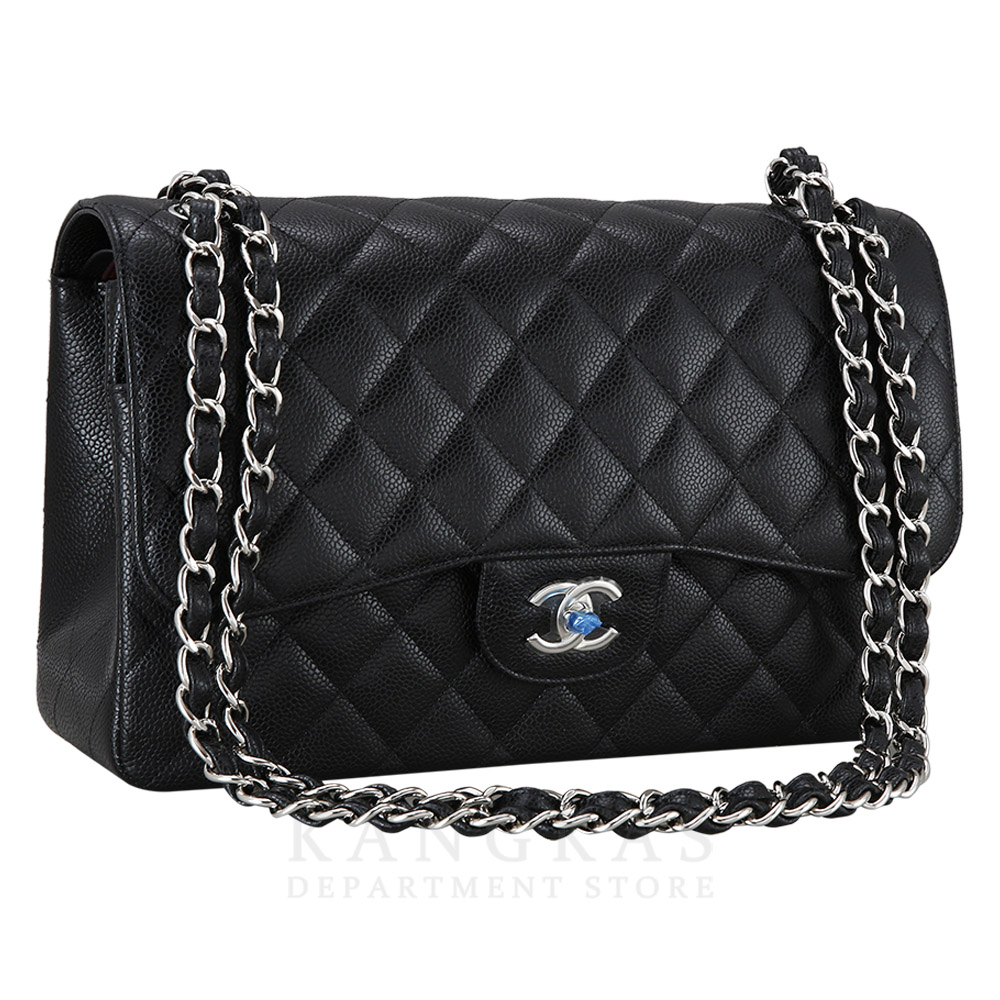 CHANEL(USED)샤넬 클래식 캐비어 점보 블랙 은장
