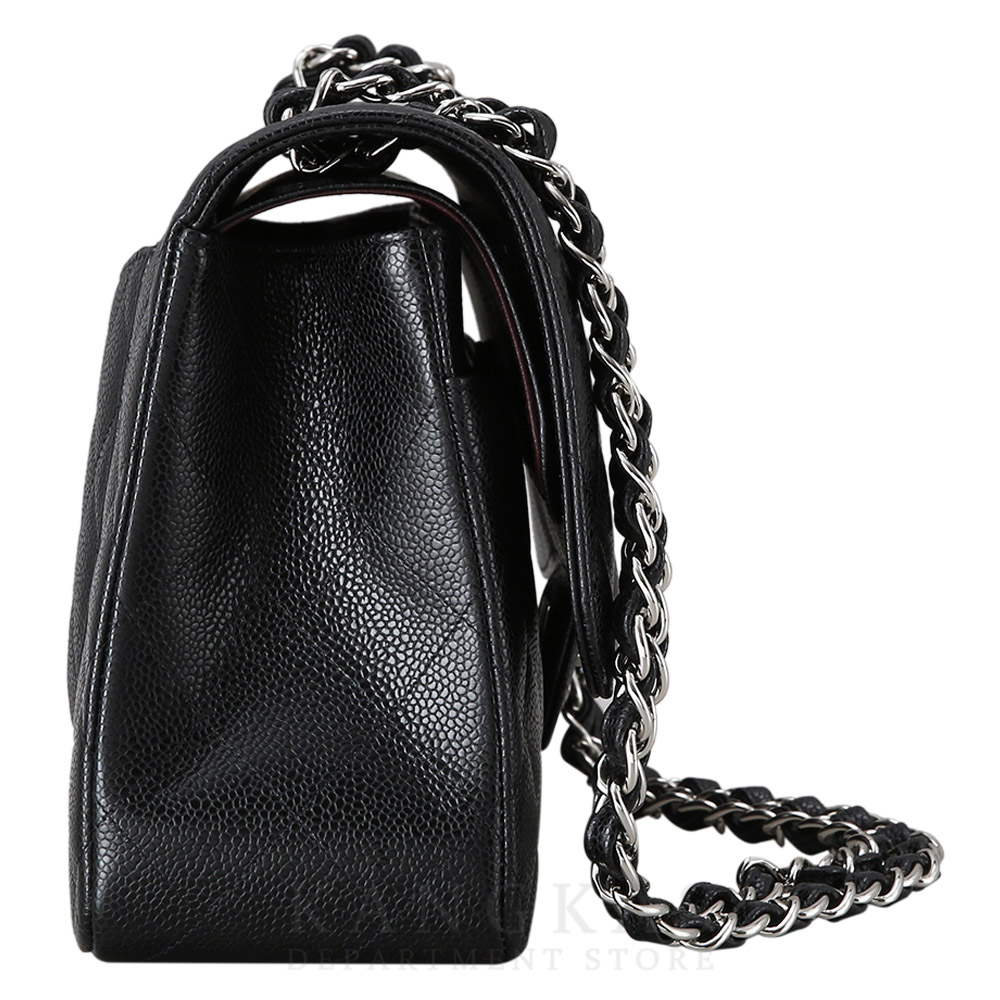 CHANEL(USED)샤넬 클래식 캐비어 점보 블랙 은장