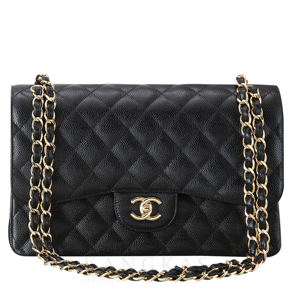 CHANEL(USED)샤넬 클래식 캐비어 점보 블랙 금장