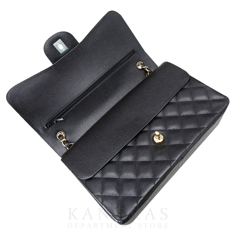 CHANEL(USED)샤넬 클래식 캐비어 점보 블랙 금장