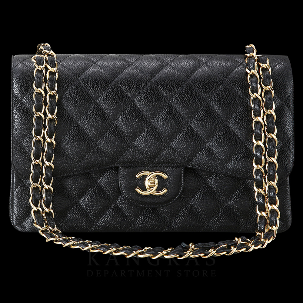 CHANEL(USED)샤넬 클래식 캐비어 점보 블랙 금장