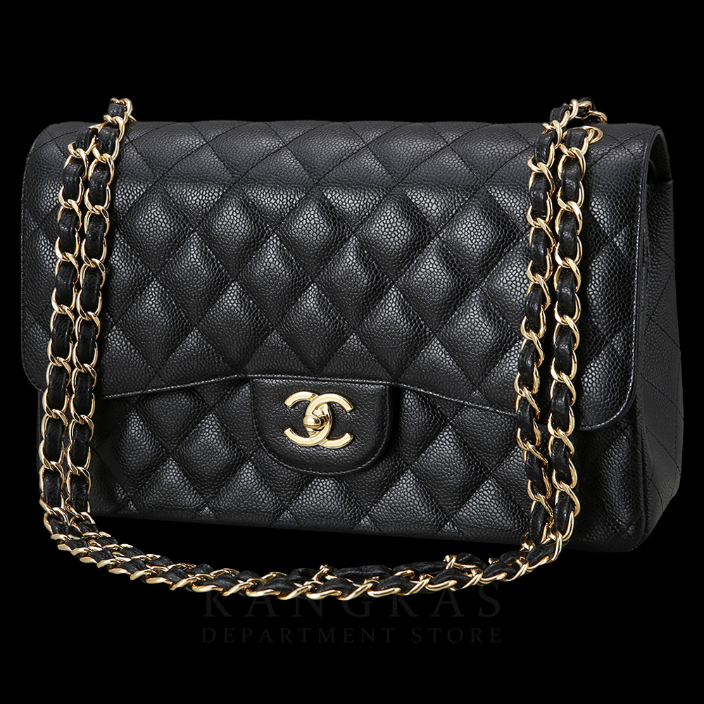 CHANEL(USED)샤넬 클래식 캐비어 점보 블랙 금장