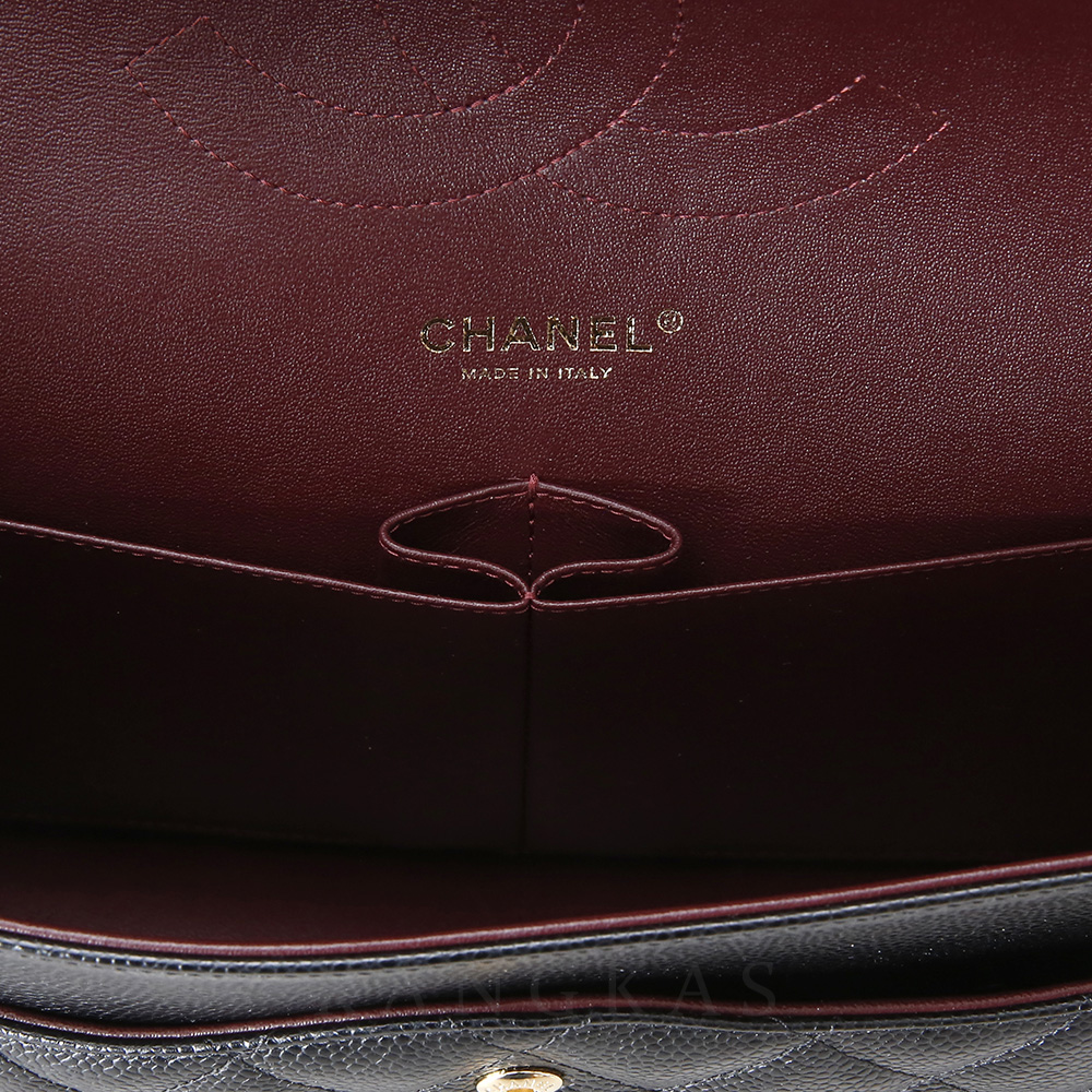 CHANEL(USED)샤넬 클래식 캐비어 점보 블랙 금장