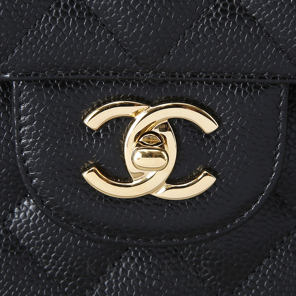 CHANEL(USED)샤넬 클래식 캐비어 점보 블랙 금장