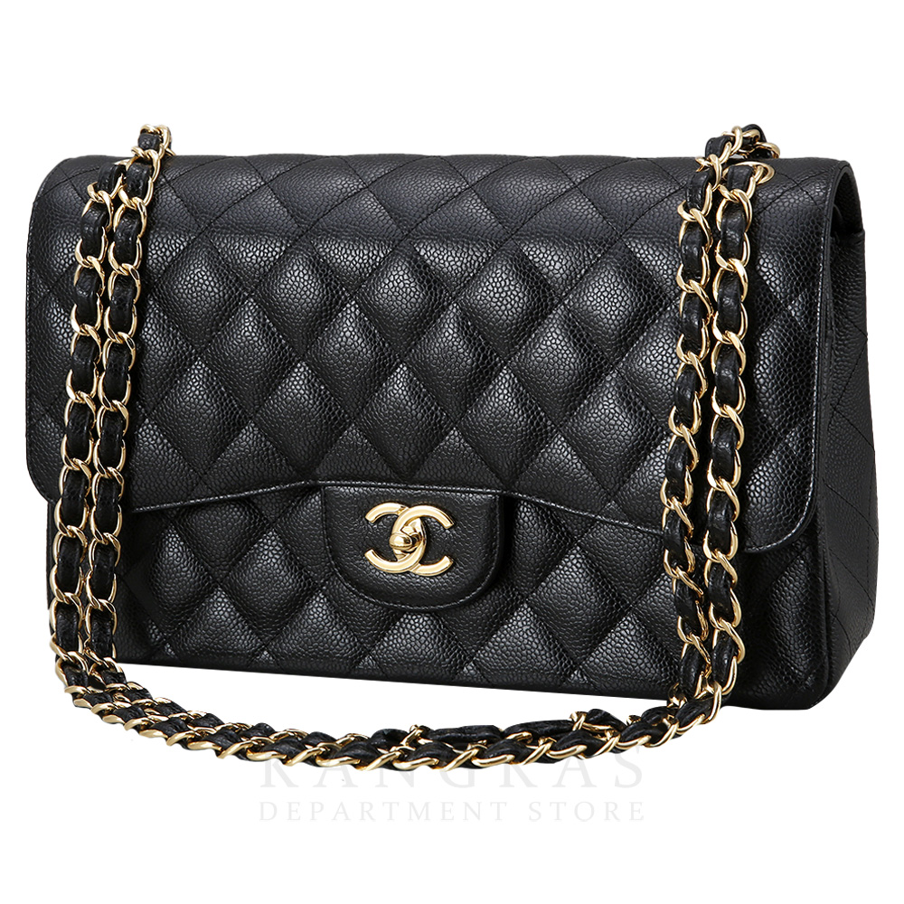 CHANEL(USED)샤넬 클래식 캐비어 점보 블랙 금장