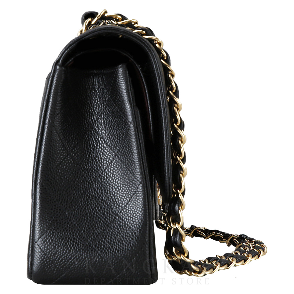 CHANEL(USED)샤넬 클래식 캐비어 점보 블랙 금장