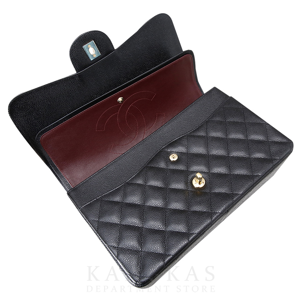 CHANEL(USED)샤넬 클래식 캐비어 점보 블랙 금장