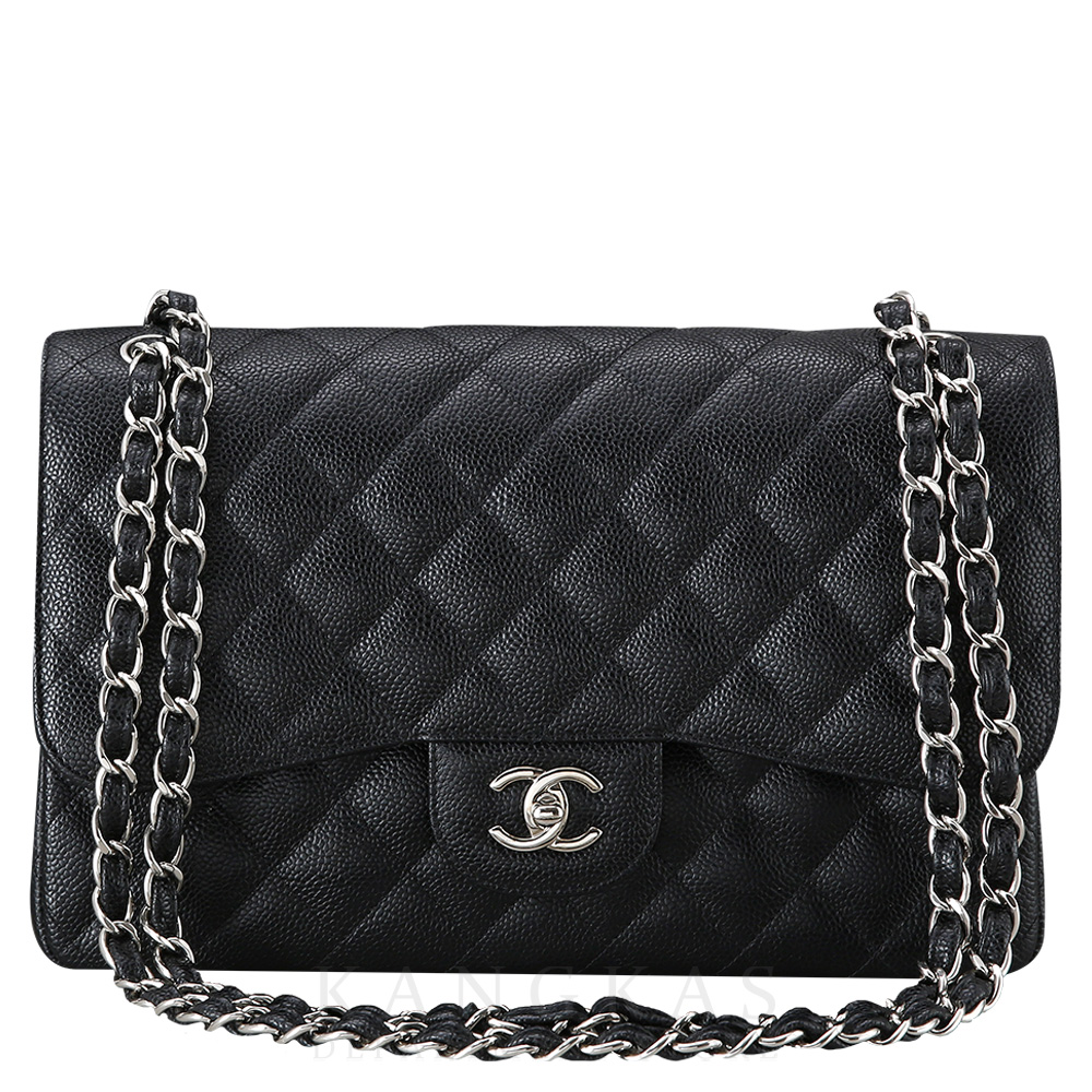 CHANEL(USED)샤넬 클래식 캐비어 점보 블랙 은장