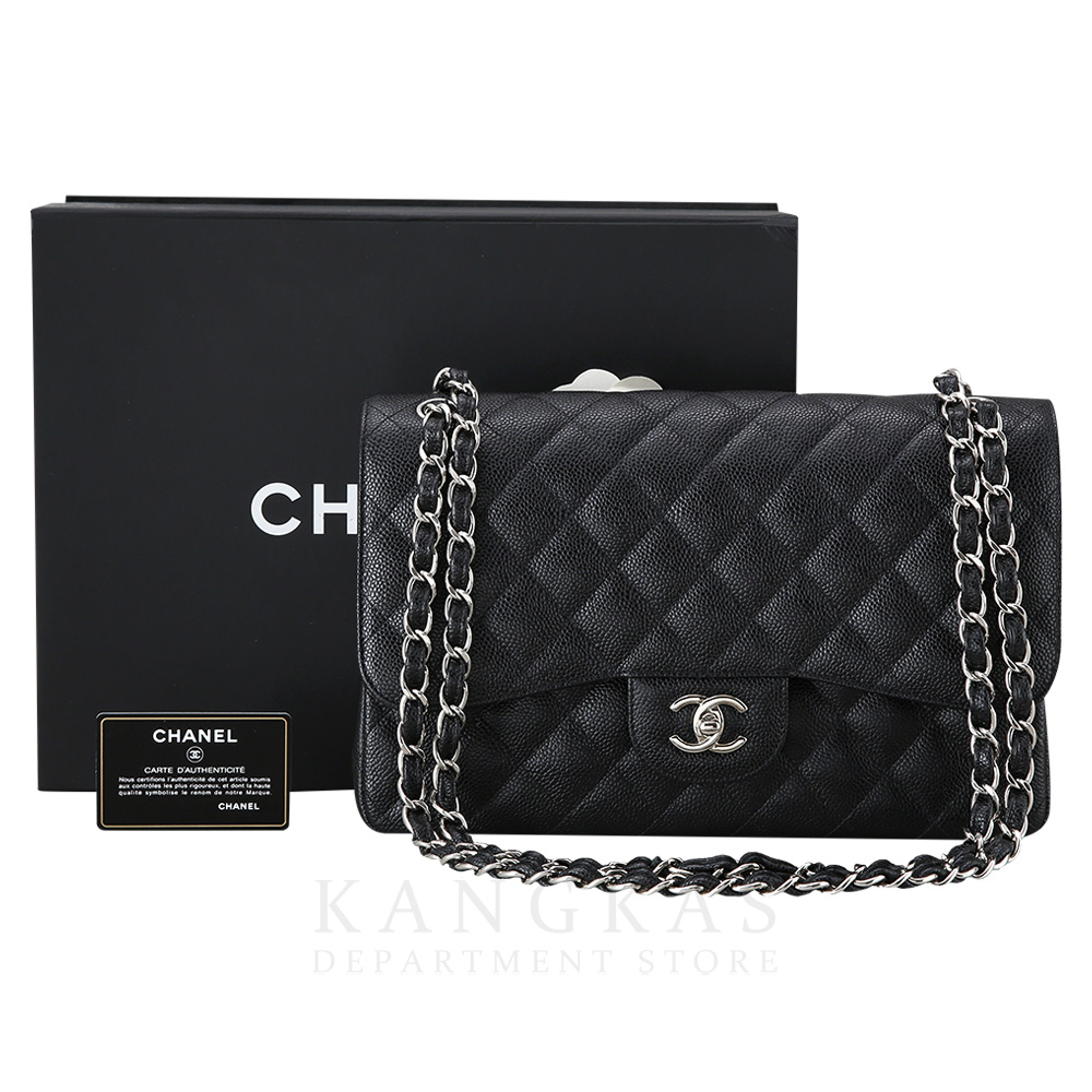 CHANEL(USED)샤넬 클래식 캐비어 점보 블랙 은장