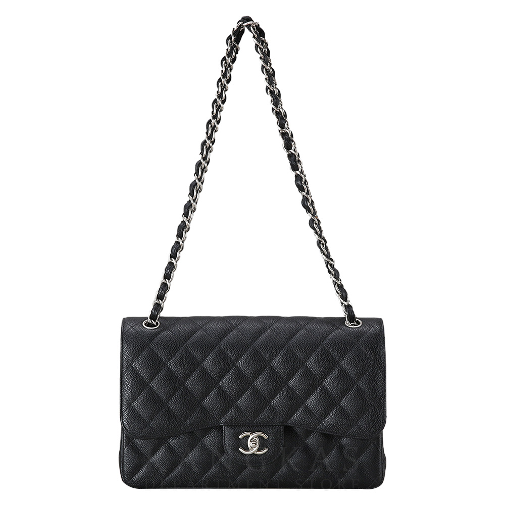 CHANEL(USED)샤넬 클래식 캐비어 점보 블랙 은장
