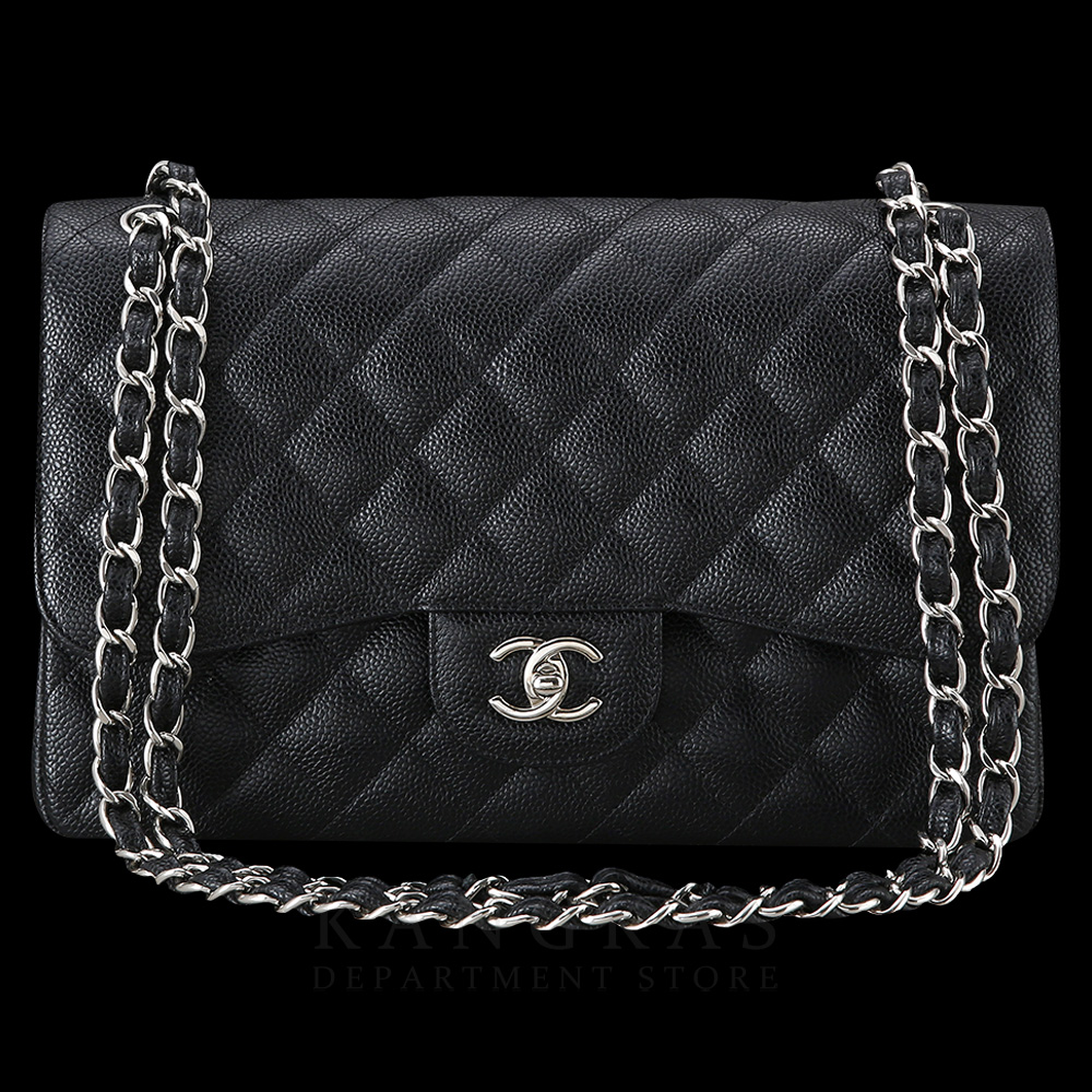 CHANEL(USED)샤넬 클래식 캐비어 점보 블랙 은장