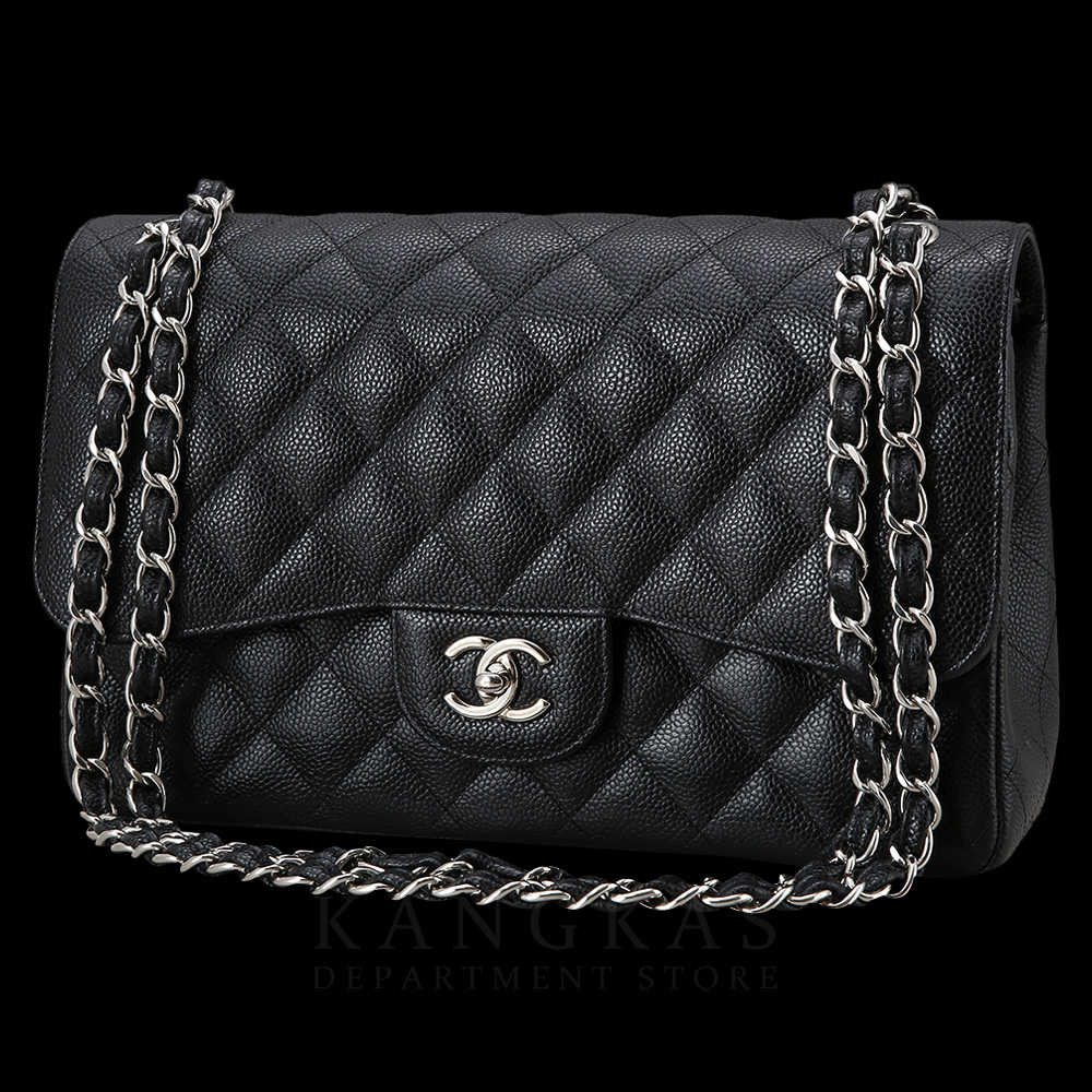 CHANEL(USED)샤넬 클래식 캐비어 점보 블랙 은장