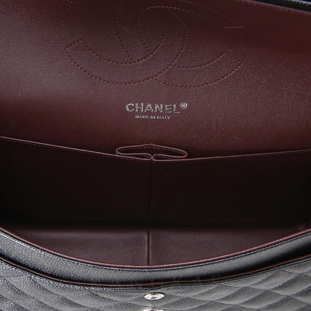 CHANEL(USED)샤넬 클래식 캐비어 점보 블랙 은장