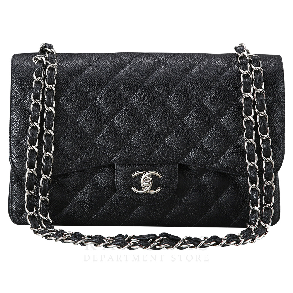 CHANEL(USED)샤넬 클래식 캐비어 점보 블랙 은장