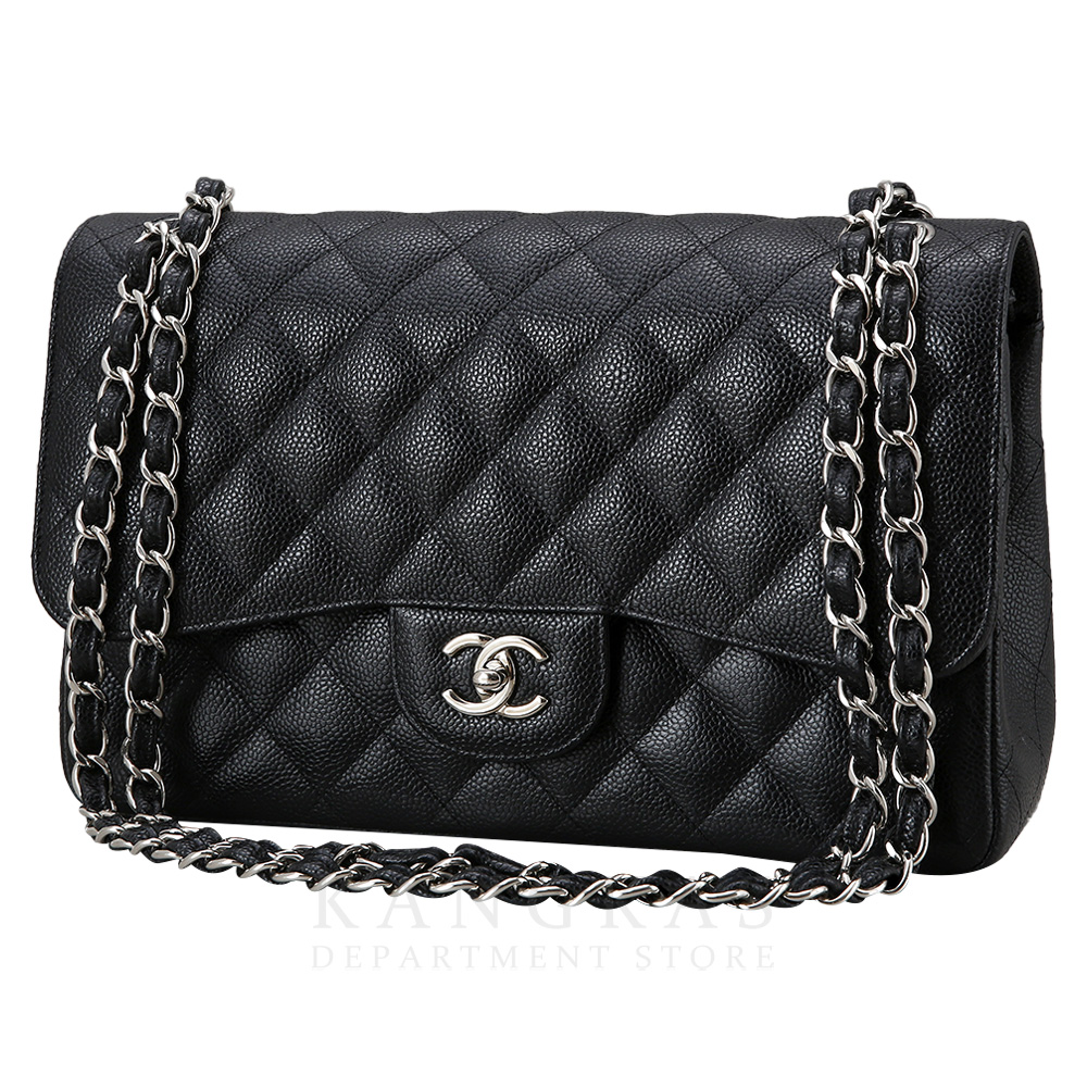 CHANEL(USED)샤넬 클래식 캐비어 점보 블랙 은장