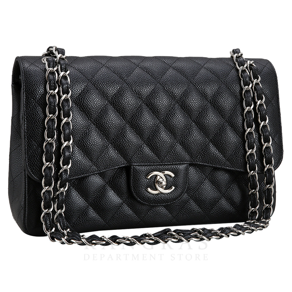 CHANEL(USED)샤넬 클래식 캐비어 점보 블랙 은장
