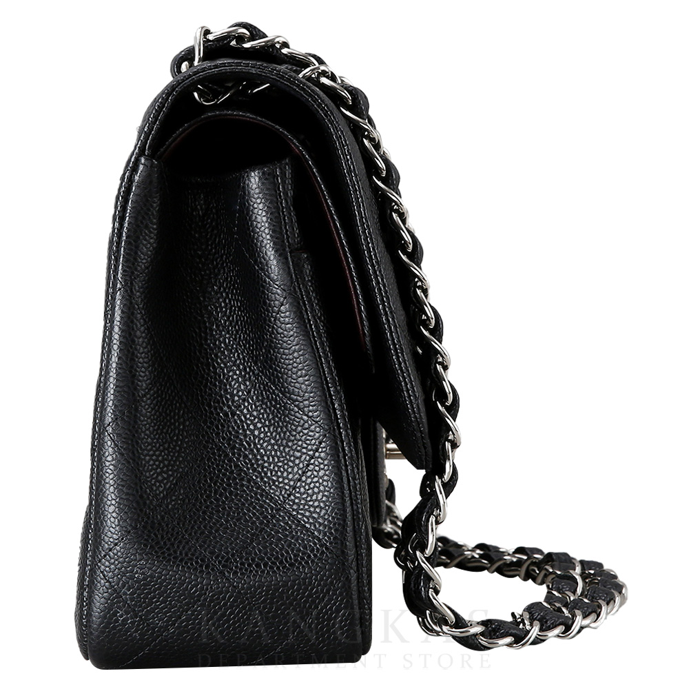 CHANEL(USED)샤넬 클래식 캐비어 점보 블랙 은장