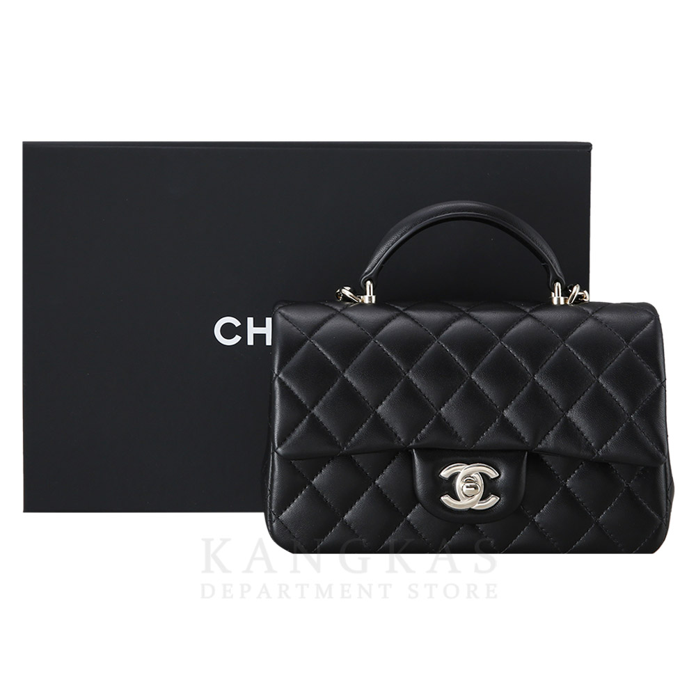 CHANEL(NEW)샤넬 클래식 램스킨 뉴미니 탑핸들 블랙