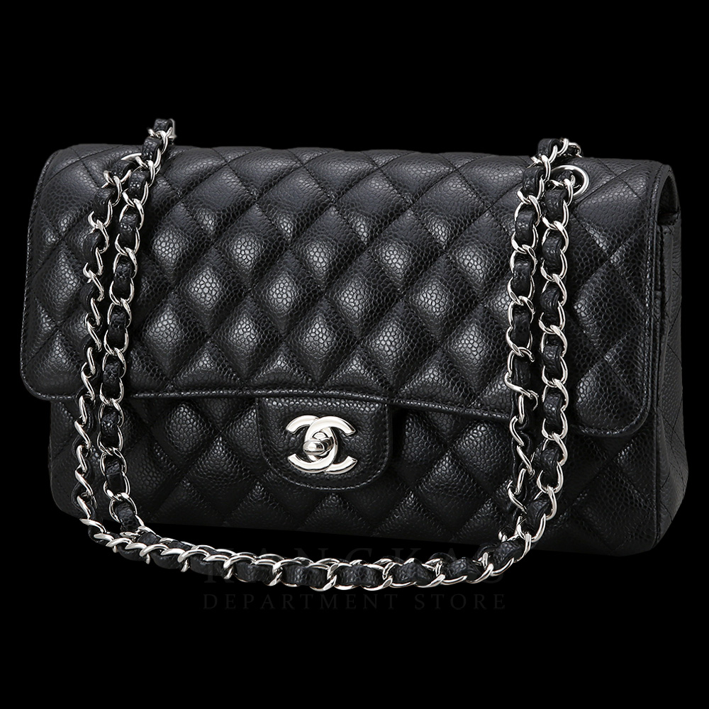 CHANEL(USED)샤넬 클래식 캐비어 미듐 블랙 은장