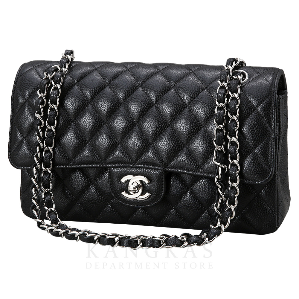 CHANEL(USED)샤넬 클래식 캐비어 미듐 블랙 은장
