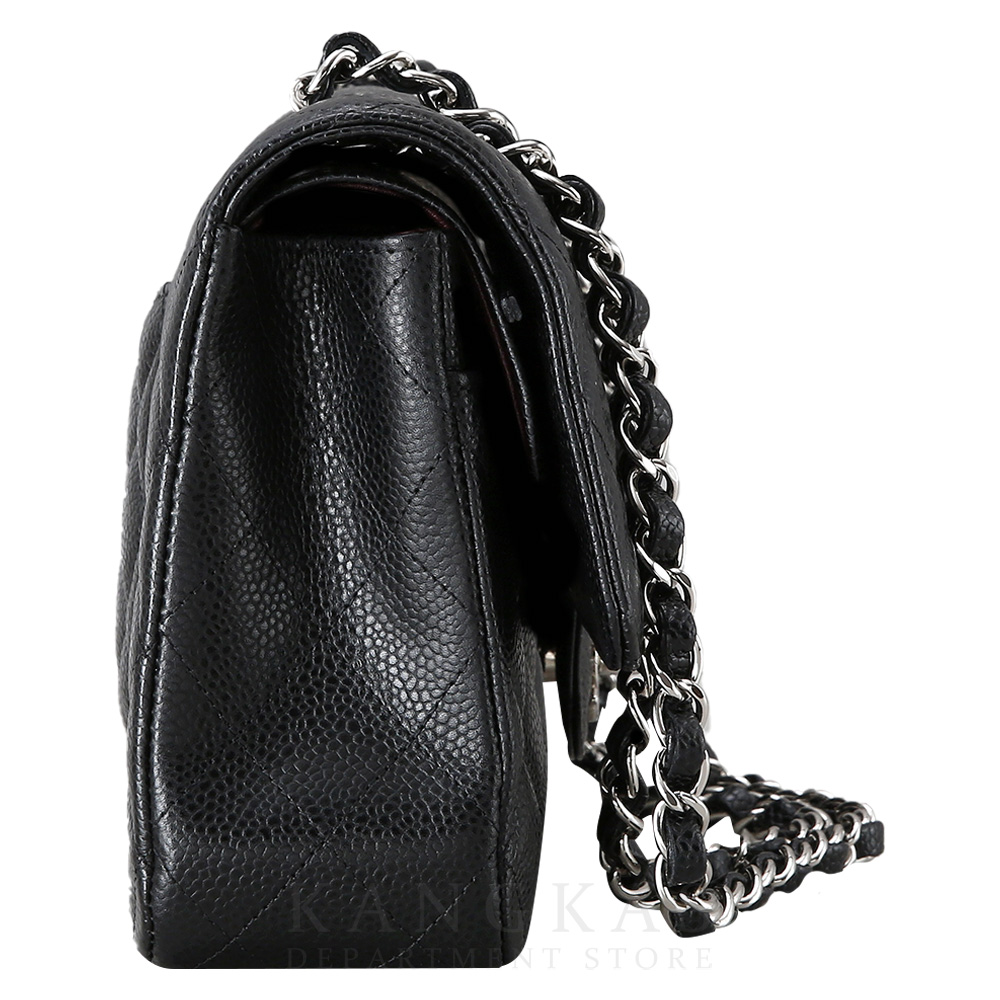 CHANEL(USED)샤넬 클래식 캐비어 미듐 블랙 은장