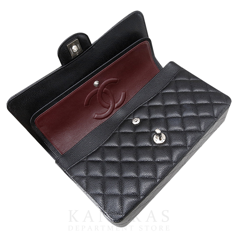 CHANEL(USED)샤넬 클래식 캐비어 미듐 블랙 은장