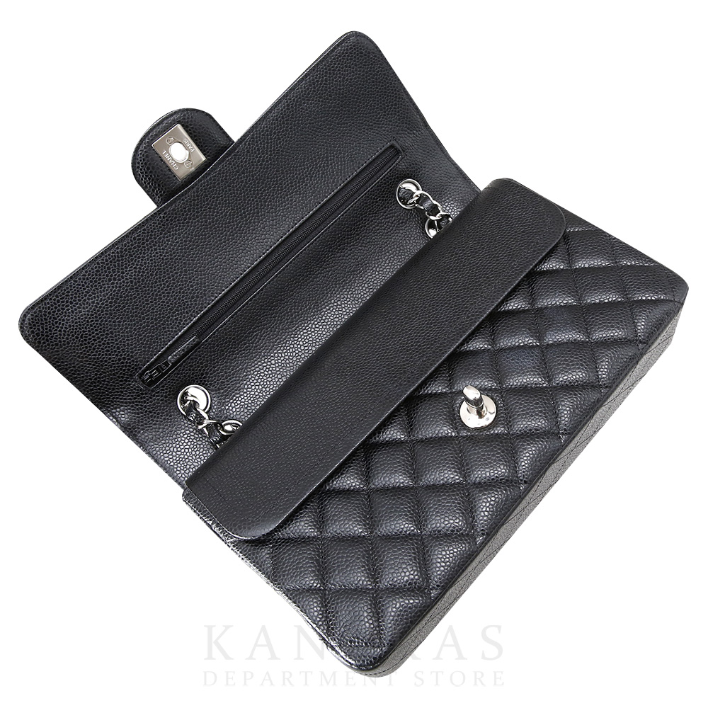 CHANEL(USED)샤넬 클래식 캐비어 미듐 블랙 은장