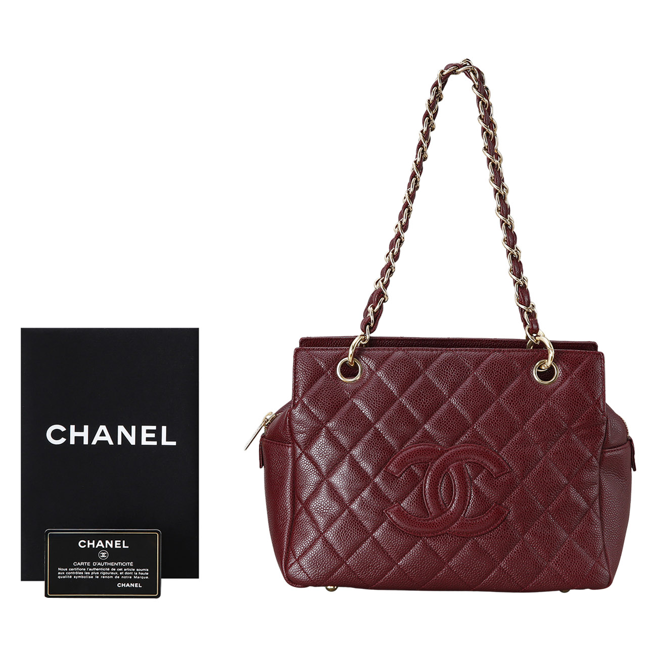 CHANEL(USED)샤넬 캐비어 미니 정방백 버건디
