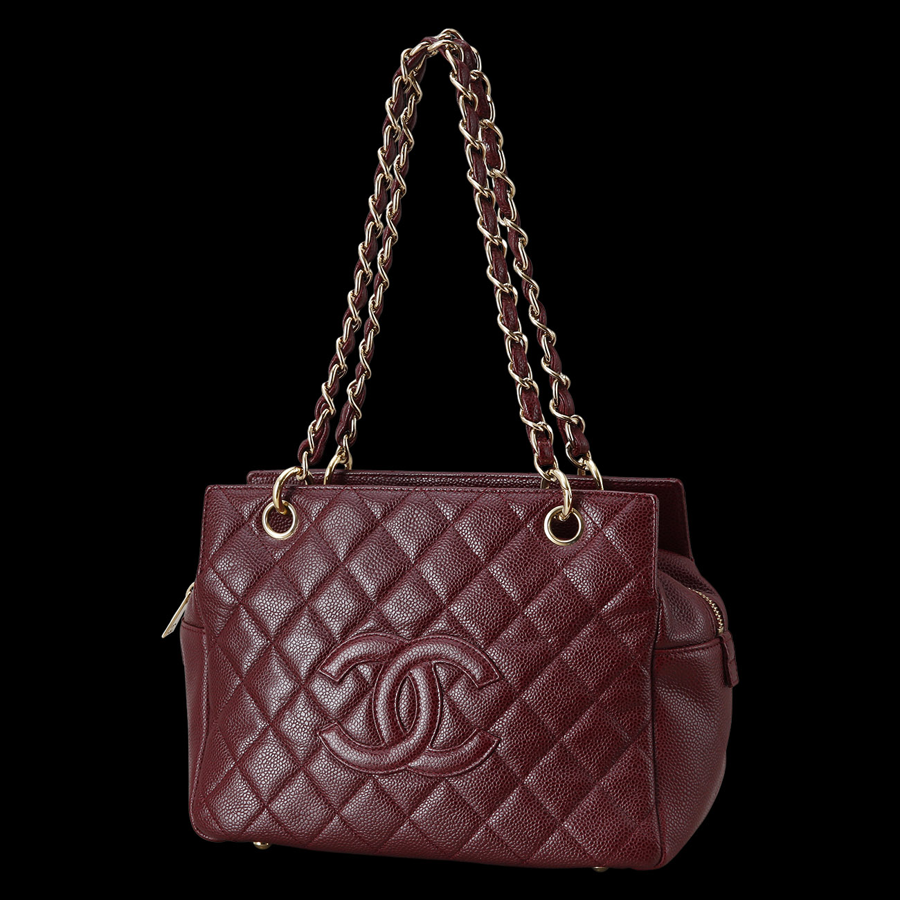 CHANEL(USED)샤넬 캐비어 미니 정방백 버건디