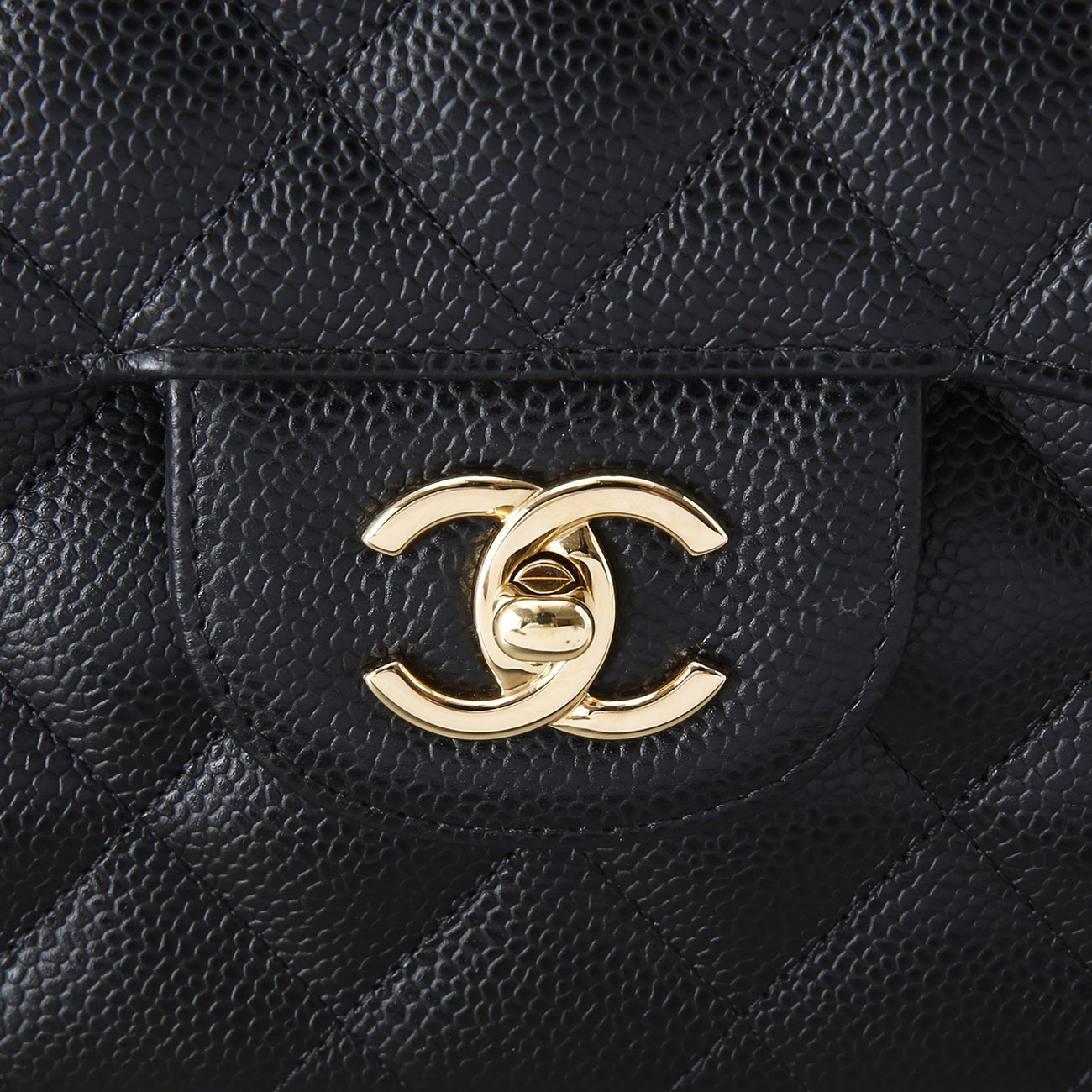 CHANEL(USED)샤넬 클래식 캐비어 점보 블랙 금장