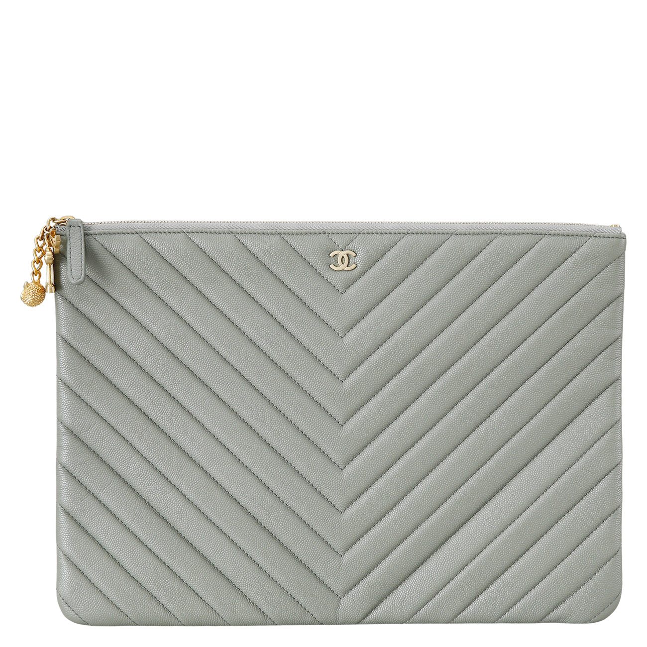 CHANEL(USED) 샤넬 클래식 쉐브론 클러치 라지 카키