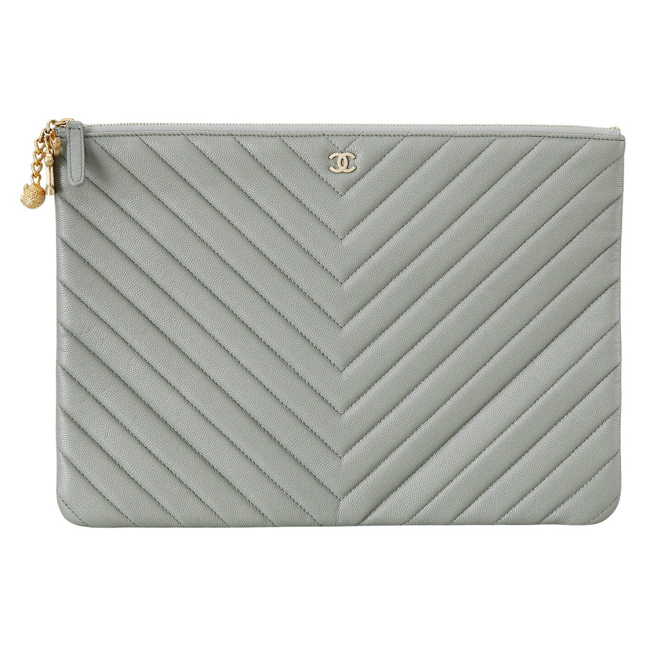 CHANEL(USED) 샤넬 클래식 쉐브론 클러치 라지 카키