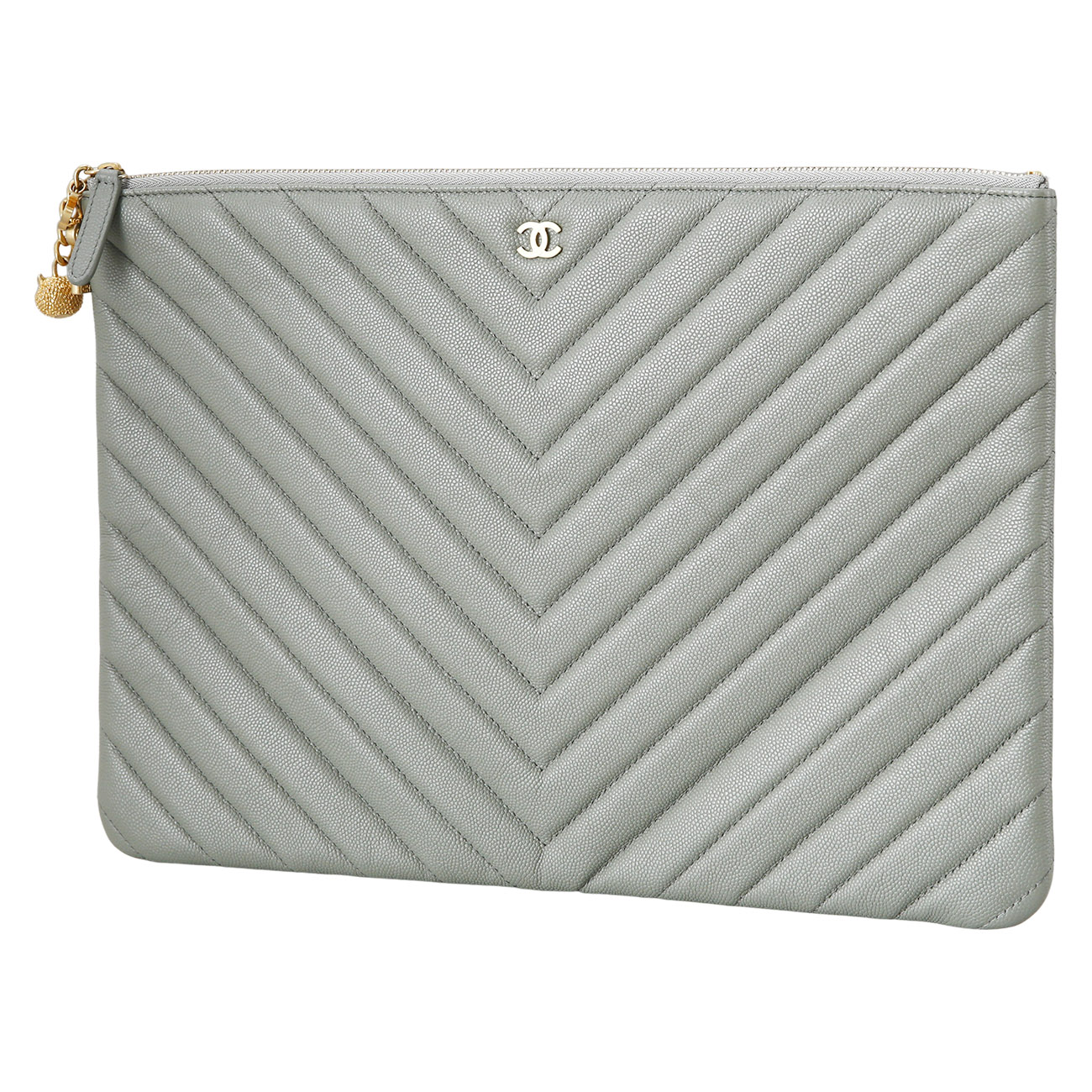 CHANEL(USED) 샤넬 클래식 쉐브론 클러치 라지 카키