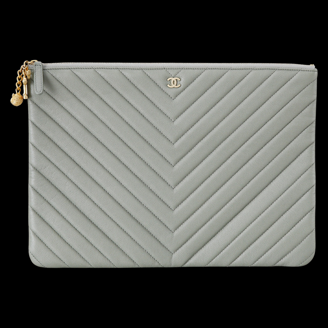 CHANEL(USED) 샤넬 클래식 쉐브론 클러치 라지 카키