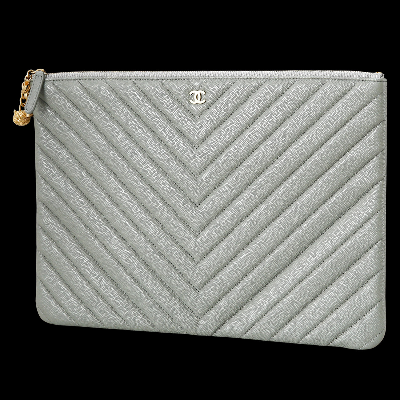 CHANEL(USED) 샤넬 클래식 쉐브론 클러치 라지 카키