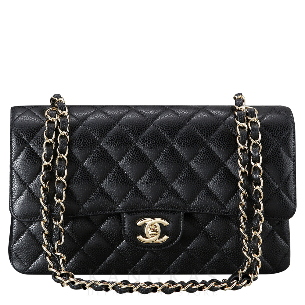 CHANEL(NEW)샤넬 클래식 캐비어 미듐 블랙 금장