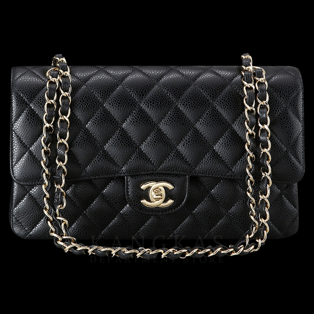 CHANEL(NEW)샤넬 클래식 캐비어 미듐 블랙 금장