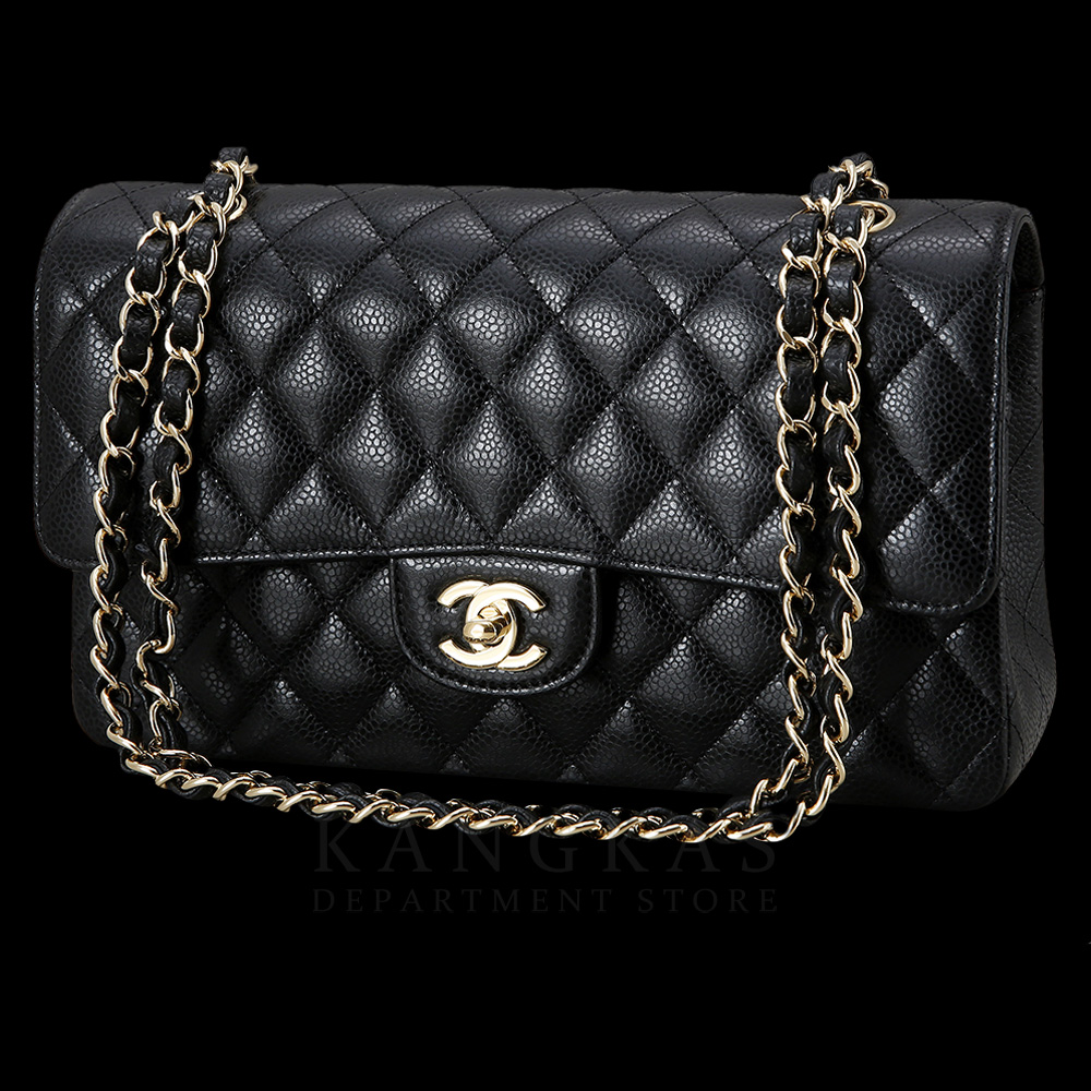CHANEL(NEW)샤넬 클래식 캐비어 미듐 블랙 금장
