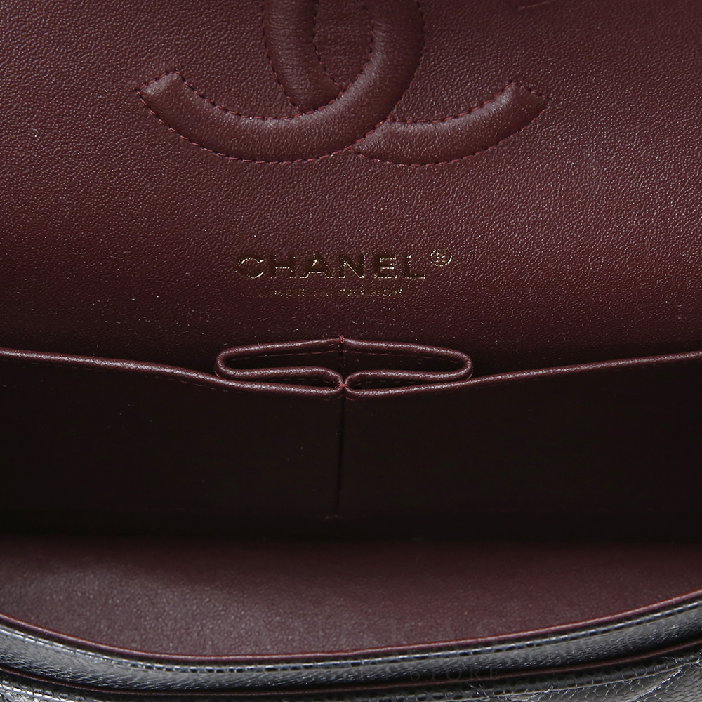CHANEL(NEW)샤넬 클래식 캐비어 미듐 블랙 금장