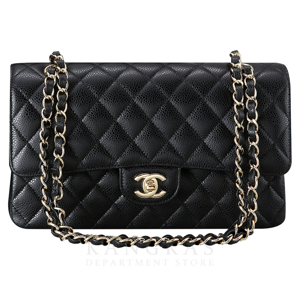 CHANEL(NEW)샤넬 클래식 캐비어 미듐 블랙 금장