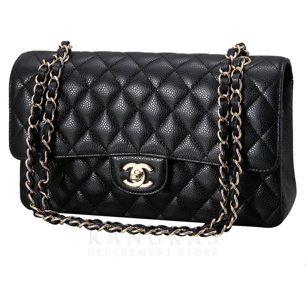 CHANEL(NEW)샤넬 클래식 캐비어 미듐 블랙 금장