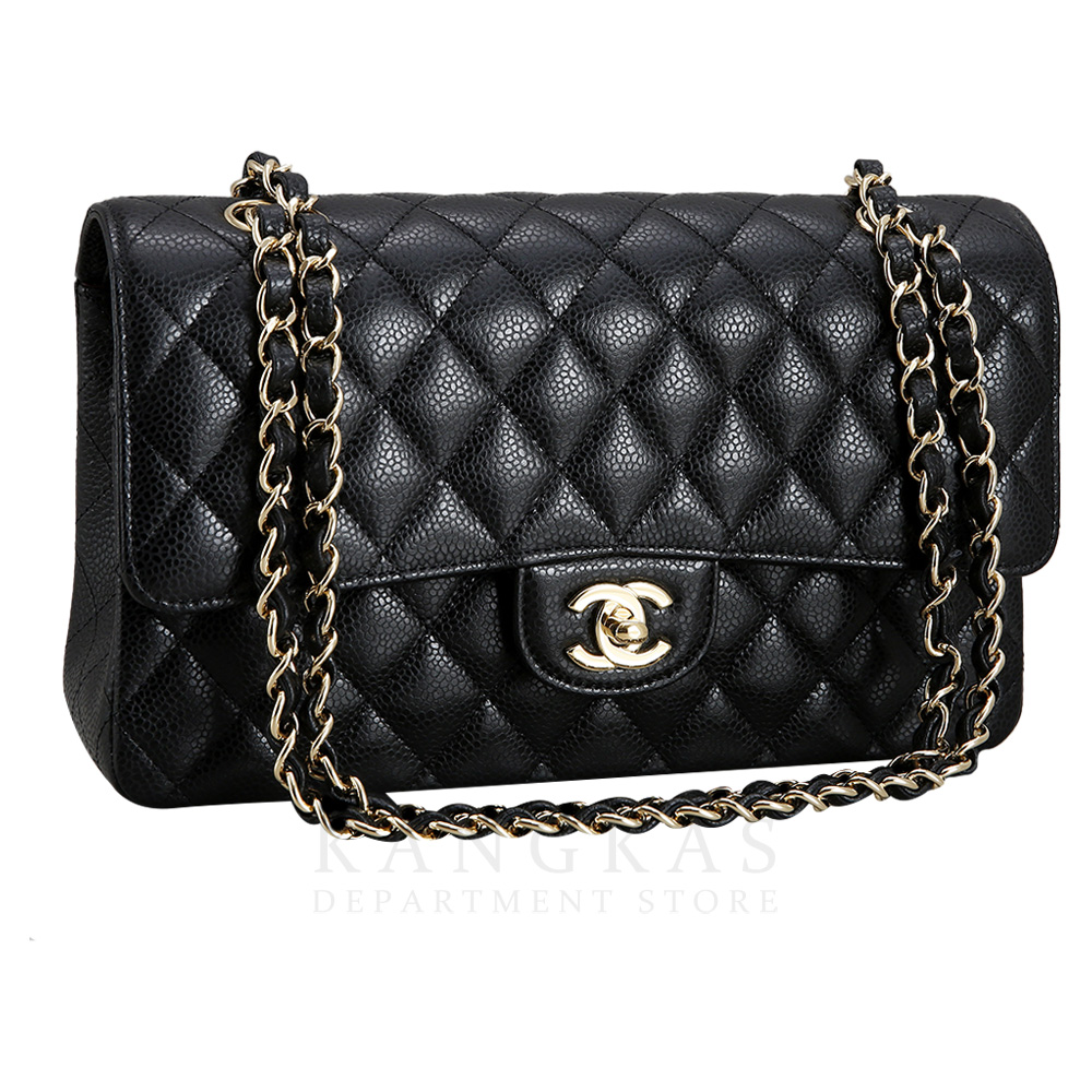 CHANEL(NEW)샤넬 클래식 캐비어 미듐 블랙 금장
